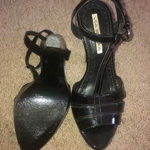 Via Spiga Patent Leather Heeled Platform Sandal